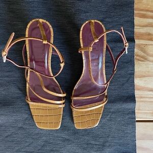 Chic Brown Heeled Sandals with Delicate Straps